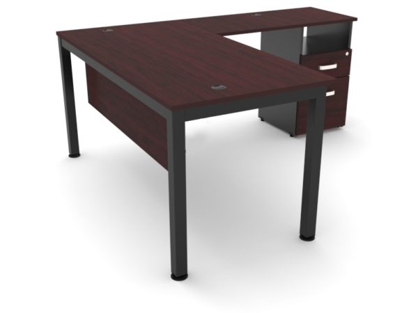 Escritorio escuadra pata metalica cafe Escritorio escuadra pata metalica cafe